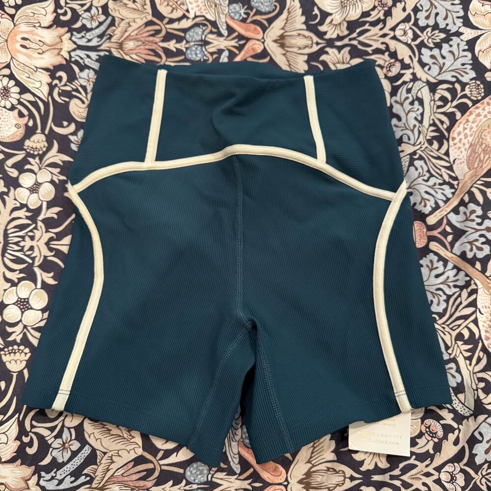 L*space Active Revel Short Size XS Deep Teal/Cream